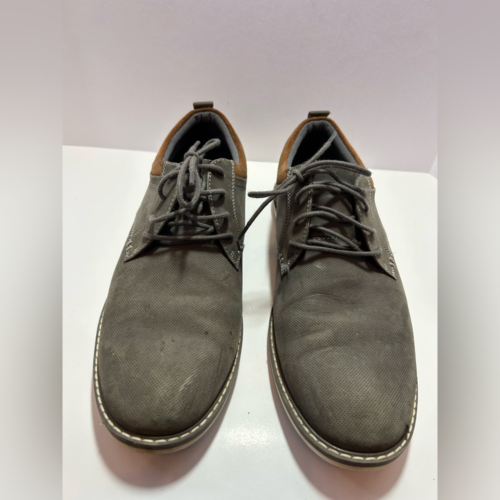 Johnston & Murphy Shoes Men's Size 11.5 Gray Perforated Suede Lace Up Oxford